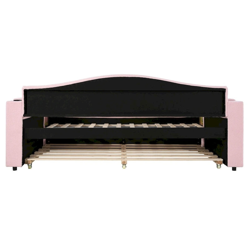 Lit de jour en polaire UTeddy pour lit simple avec accoudoirs de rangement et lit gigogne