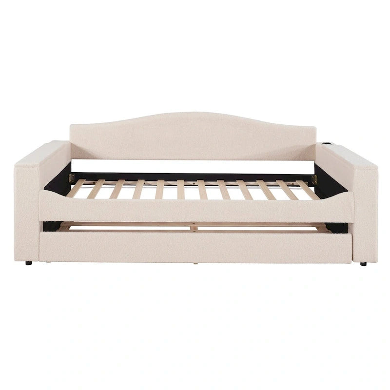 Lit de jour en polaire UTeddy pour lit simple avec accoudoirs de rangement et lit gigogne