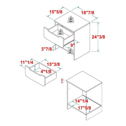 Table de chevet moderne et minimaliste à 1 tiroir avec niche
