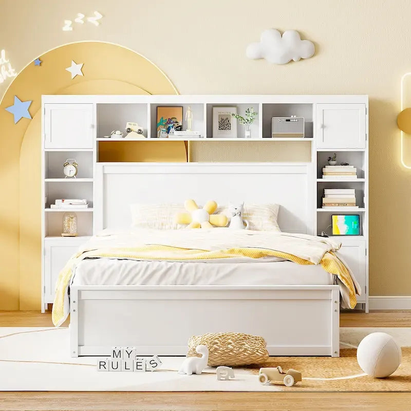 Lit en bois Queen Size avec armoire intégrée