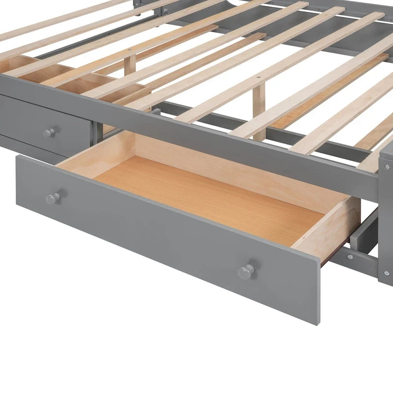 Lit en bois Queen Size avec armoire intégrée