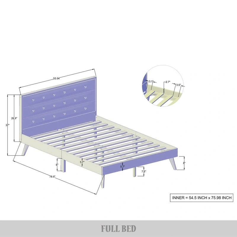 Lit plateforme en bois CraftPorch style milieu du siècle