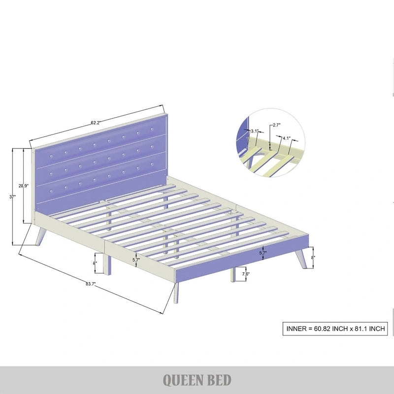 Lit plateforme en bois CraftPorch style milieu du siècle