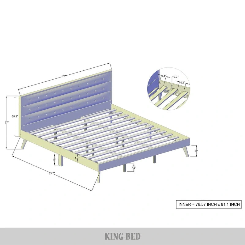 Lit plateforme en bois CraftPorch style milieu du siècle