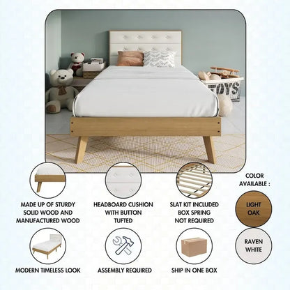 Lit plateforme en bois CraftPorch style milieu du siècle