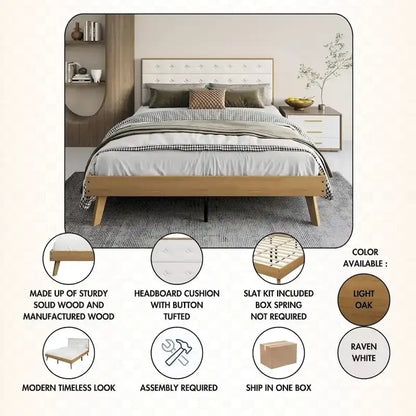 Lit plateforme en bois CraftPorch style milieu du siècle