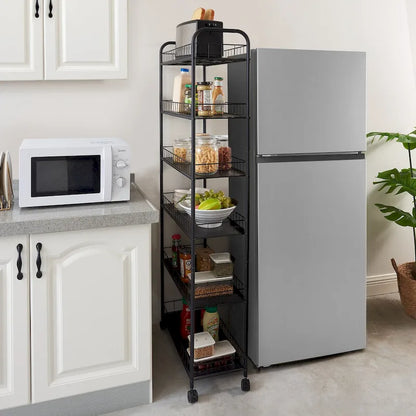 Chariot de rangement mobile à 6 niveaux avec roulettes - 6P x 22,8L x 61H