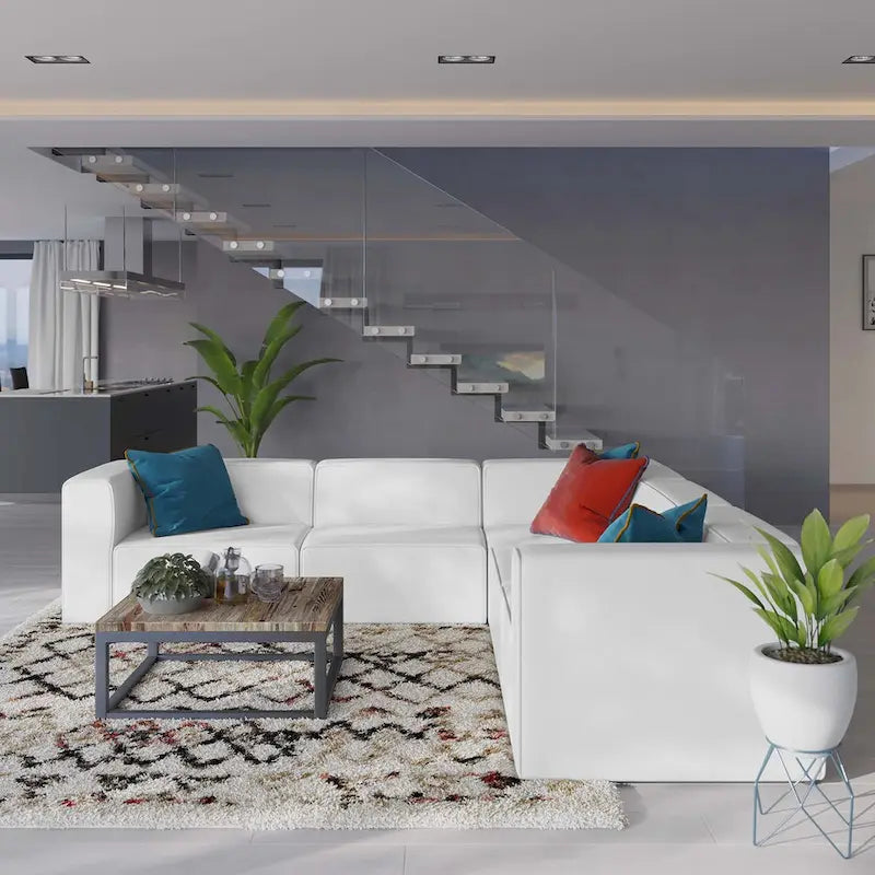 Canapé d'angle 5 pièces Mingle en cuir végétalien