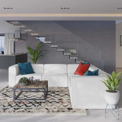 Canapé d'angle 5 pièces Mingle en cuir végétalien