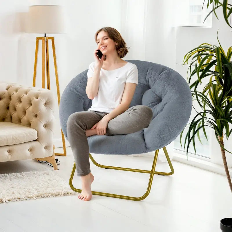 Fauteuil d'appoint confortable en lin capitonné, canapé-fauteuil de lecture pour salon, chambre