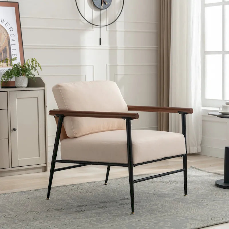 Fauteuil d'appoint confortable en lin capitonné, canapé-fauteuil de lecture pour salon, chambre