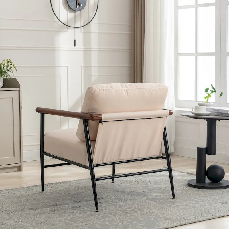 Fauteuil d'appoint confortable en lin capitonné, canapé-fauteuil de lecture pour salon, chambre