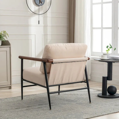 Fauteuil d'appoint confortable en lin capitonné, canapé-fauteuil de lecture pour salon, chambre