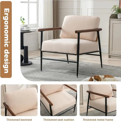 Fauteuil d'appoint confortable en lin capitonné, canapé-fauteuil de lecture pour salon, chambre