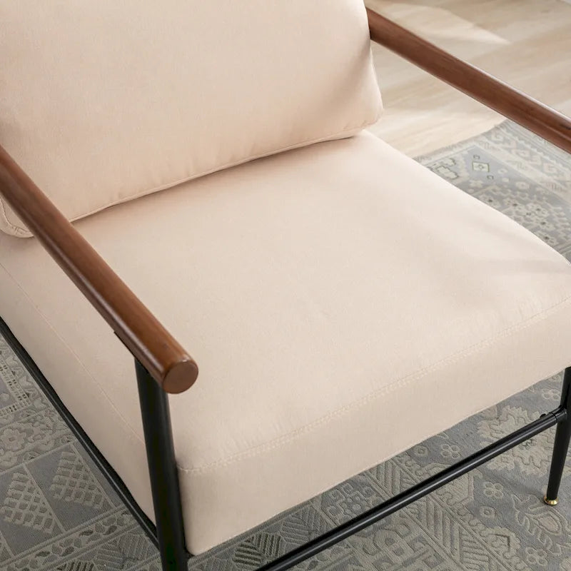 Fauteuil d'appoint confortable en lin capitonné, canapé-fauteuil de lecture pour salon, chambre