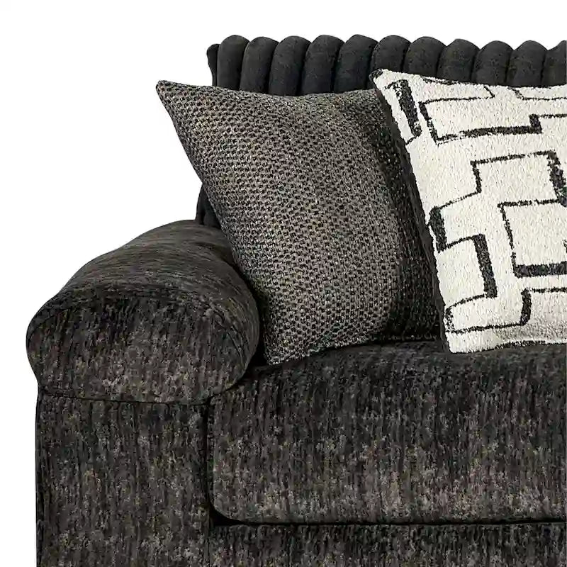 Canapé d'angle en velours côtelé Roundhill Furniture Nason à larges côtes avec méridienne et fauteuil