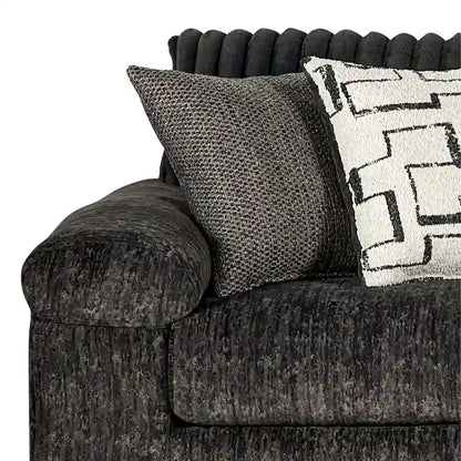 Canapé d'angle en velours côtelé Roundhill Furniture Nason à larges côtes avec méridienne et fauteuil