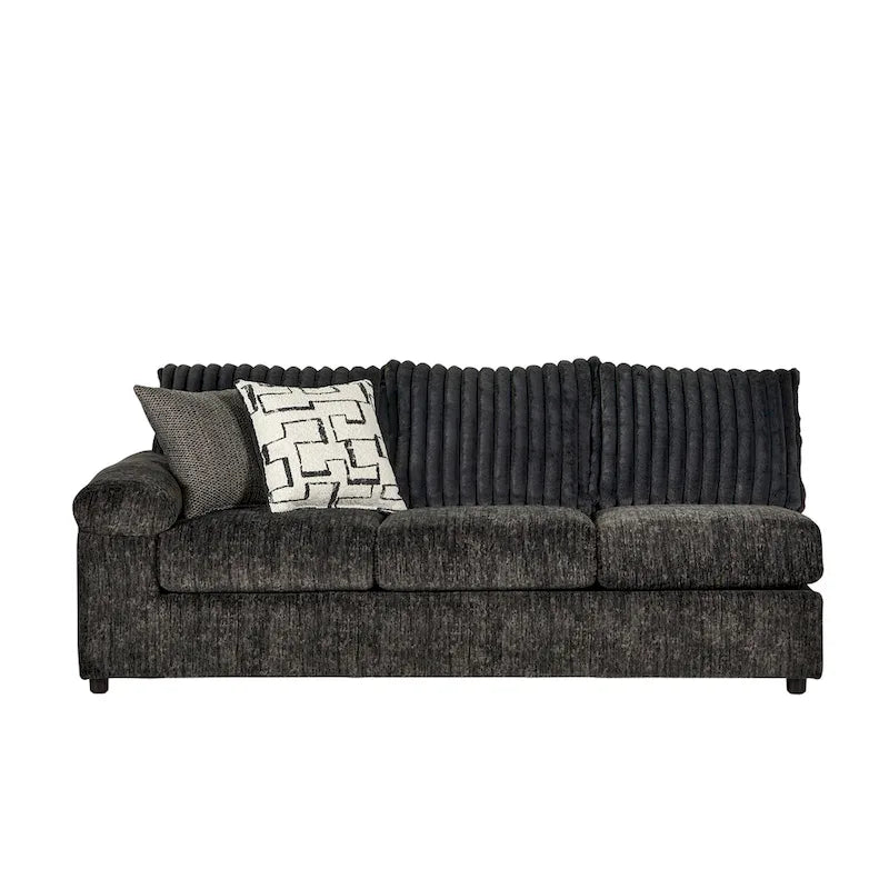 Canapé d'angle en velours côtelé Roundhill Furniture Nason à larges côtes avec méridienne et fauteuil