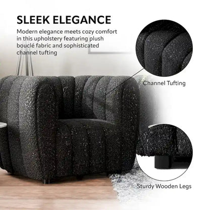 Canapé d'appoint Lucinda de Furniture of America, style moderne, capitonné vertical, en bouclette, avec pieds en bois