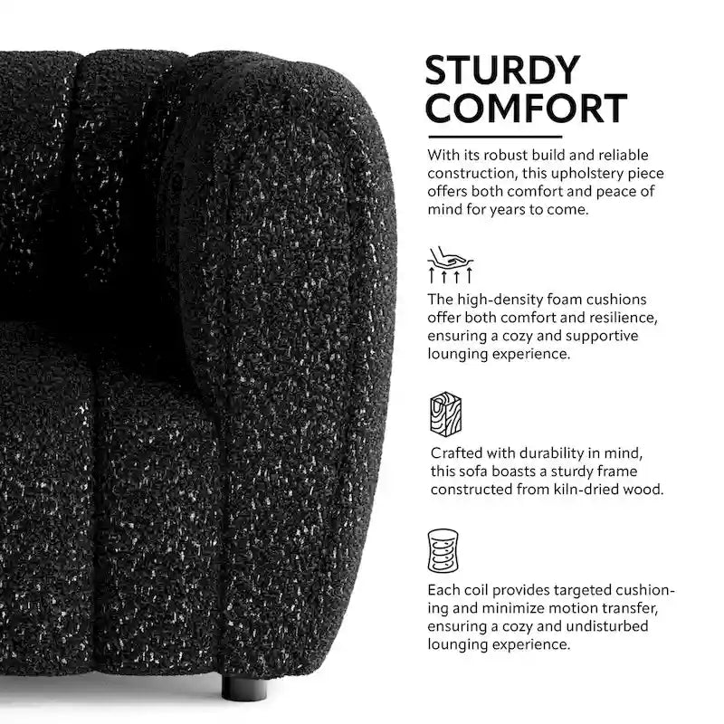 Canapé d'appoint Lucinda de Furniture of America, style moderne, capitonné vertical, en bouclette, avec pieds en bois