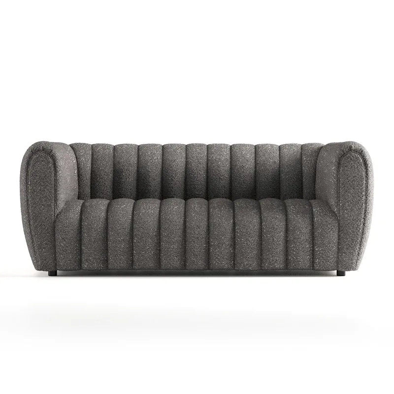 Canapé d'appoint Lucinda de Furniture of America, style moderne, capitonné vertical, en bouclette, avec pieds en bois