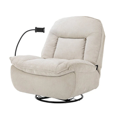 Fauteuil inclinable pivotant en tissu bronzé avec support pour téléphone portable