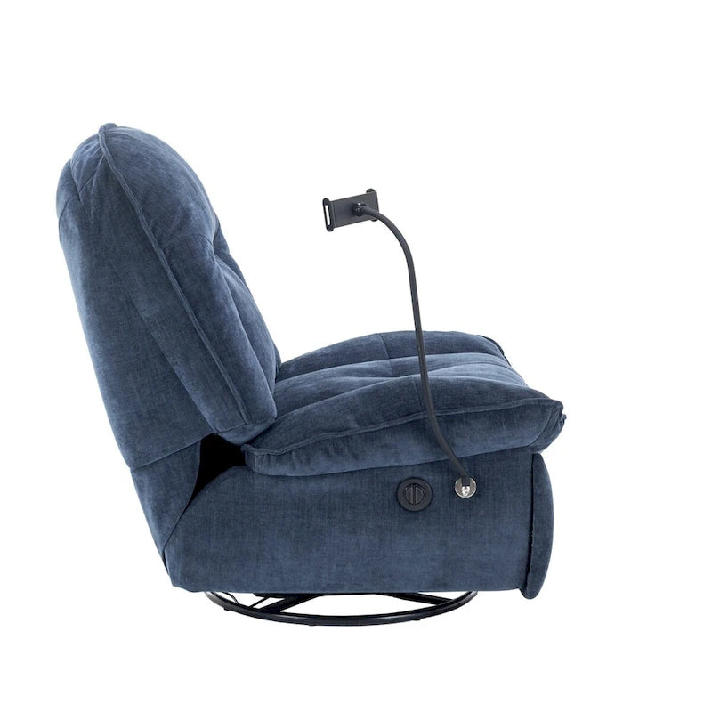 Fauteuil inclinable pivotant en tissu bronzé avec support pour téléphone portable