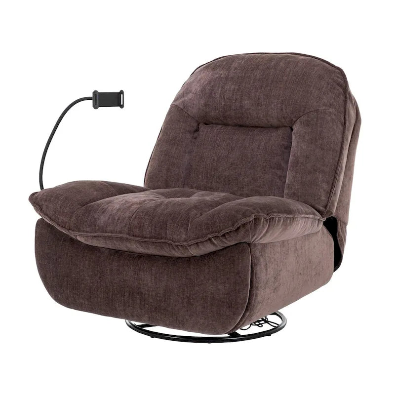 Fauteuil inclinable pivotant en tissu bronzé avec support pour téléphone portable