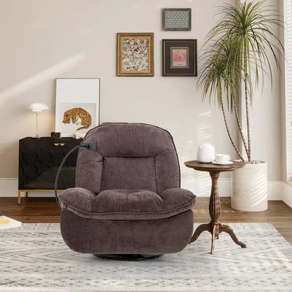 Fauteuil inclinable pivotant en tissu bronzé avec support pour téléphone portable