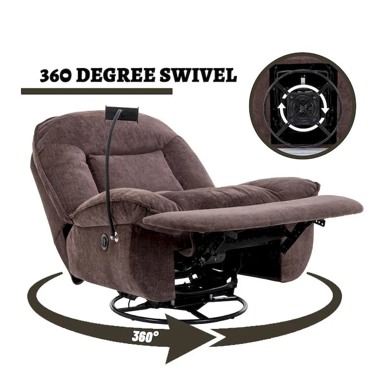 Fauteuil inclinable pivotant en tissu bronzé avec support pour téléphone portable