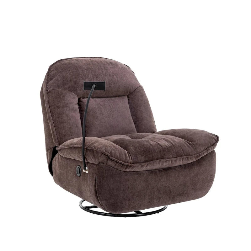 Fauteuil inclinable pivotant en tissu bronzé avec support pour téléphone portable
