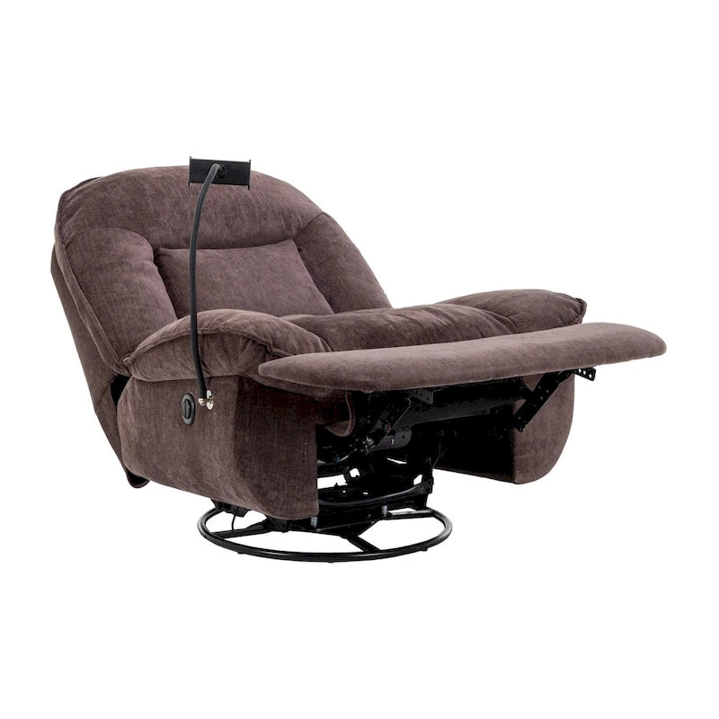 Fauteuil inclinable pivotant en tissu bronzé avec support pour téléphone portable