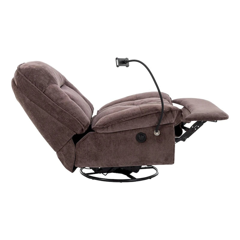 Fauteuil inclinable pivotant en tissu bronzé avec support pour téléphone portable