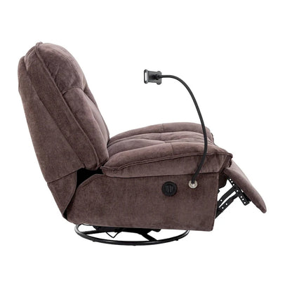Fauteuil inclinable pivotant en tissu bronzé avec support pour téléphone portable