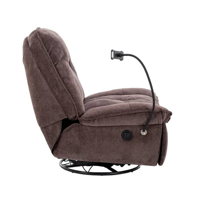Fauteuil inclinable pivotant en tissu bronzé avec support pour téléphone portable