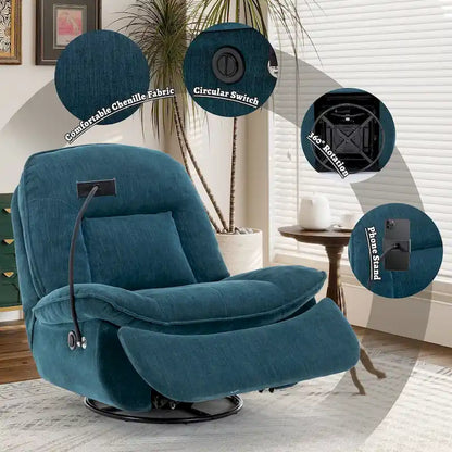 Fauteuil inclinable pivotant en tissu bronzé avec support pour téléphone portable