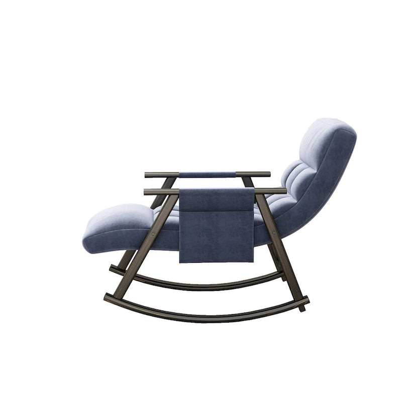 Fauteuil à bascule en velours avec repose-pieds