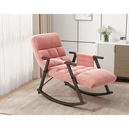 Fauteuil à bascule en velours avec repose-pieds