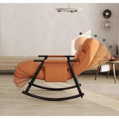 Fauteuil à bascule en velours avec repose-pieds