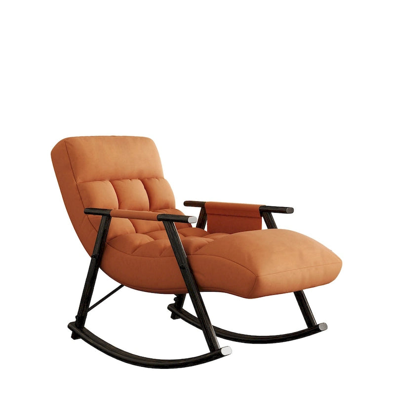 Fauteuil à bascule en velours avec repose-pieds