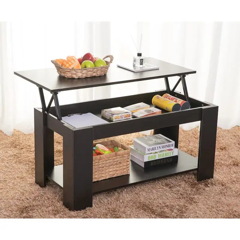 Table basse moderne en bois avec plateau relevable