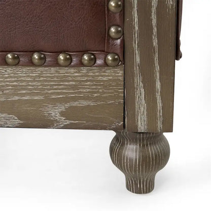 Canapé rétro 3 places en polyuréthane avec structure et pieds en bois