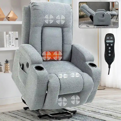 Fauteuil inclinable électrique avec massage à 8 points, chauffage lombaire et porte-gobelets