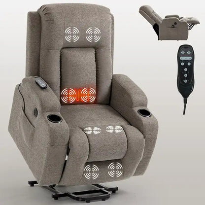 Fauteuil inclinable électrique avec massage à 8 points, chauffage lombaire et porte-gobelets