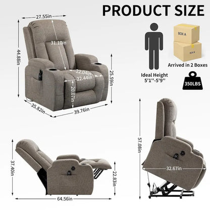 Fauteuil inclinable électrique avec massage à 8 points, chauffage lombaire et porte-gobelets