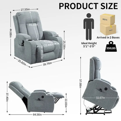 Fauteuil inclinable électrique avec massage à 8 points, chauffage lombaire et porte-gobelets