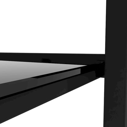 Lot de 2 tables basses rondes en verre à deux niveaux, idéales pour un coin chambre ou un salon. Couleur : noir.