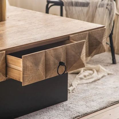 Table basse carrée rétro de 41,73 cm avec 2 tiroirs