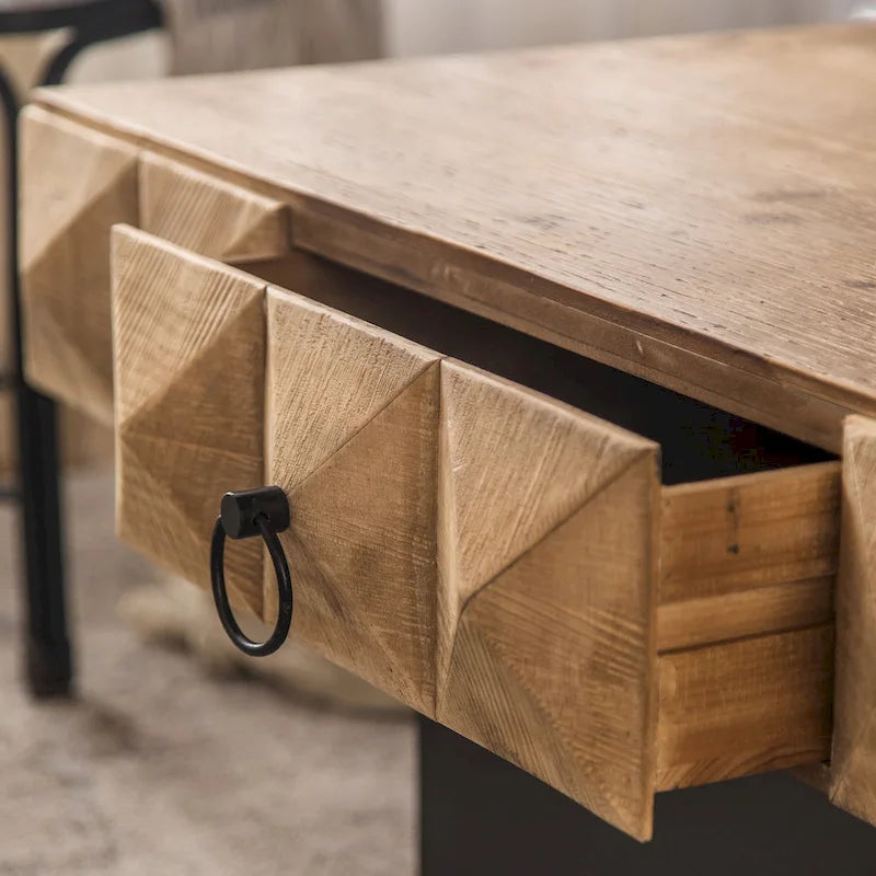 Table basse carrée rétro de 41,73 cm avec 2 tiroirs