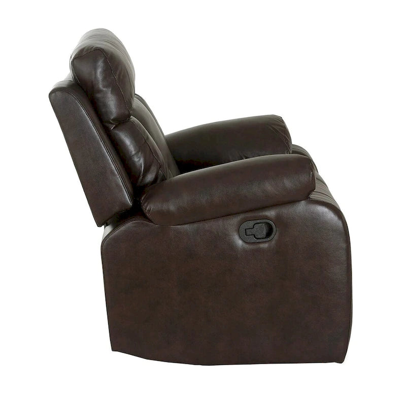Fauteuil inclinable manuel en similicuir gel avec accoudoirs rembourrés, couleur marron